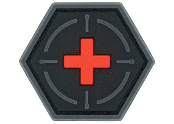 Patch JTG 3D PVC Hexagon Tactical Medic Red Cross - Blackmedic